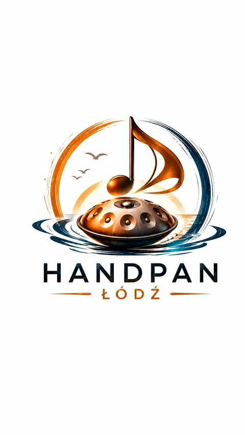 Tapeta: logo Handpan Łódź na czystym białym tle